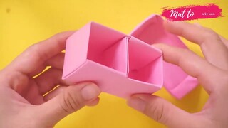 Cách làm hộp quà bằng giấy cực dễ - Cách Gấp Hộp Quà đơn giản Gấp giấy Origami -hộp bằng giấy a4