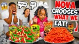 BABY NOVA CHOOSES WHAT WE EAT FOR 24 HOURS!!