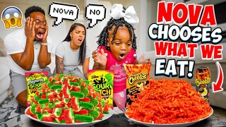 BABY NOVA CHOOSES WHAT WE EAT FOR 24 HOURS!!