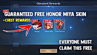 NEW! GUARANTEED FREE MIYA "HONOR" LIMITED SKIN AND CHEST SKIN REWARD! FREE SKIN| MOBILE LEGENDS 2023