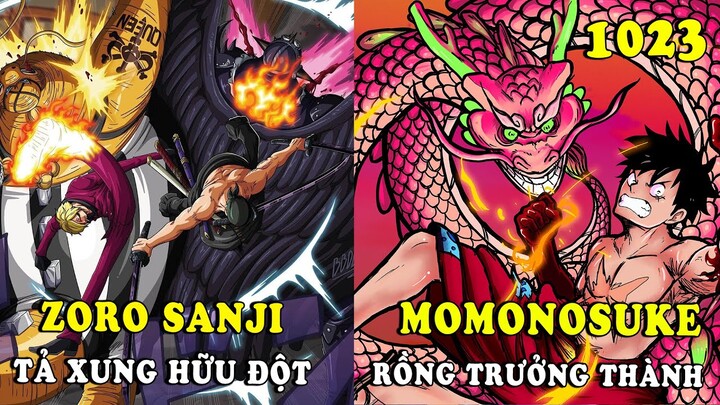 [Spoiler One Piece 1023] - Sanji và Zoro tả xung hữu đột King Queen - Rồng Momonosuke trưởng thành