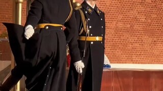 Soldiers from different countries changing guard