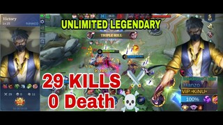 29 KILLS!! • 0 DEATH ☠️  NEW ITEM BUILD TOP 1 GLOBAL MOBILE LEGENDS BANG BANG HANZO GODS KINU MLBB