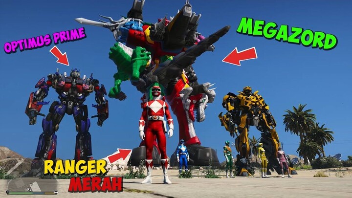 OPTIMUS PRIME BERGABUNG DENGAN POWER RANGER DAN MEGAZORD - GTA 5 MOD ULTRAMAN