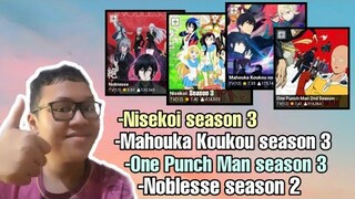 Bahas Nisekoi season 3,One punch man season 3,Noblesse s2,Mahouka koukou s3 ||Request subscriber