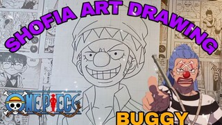 drawing anime one piece karakter kapten Buggy
