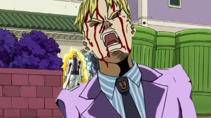 Yoshikage Kira screams in pain because she was beaten by Platinum Star Ora