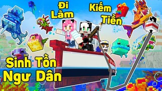 REDHOOD THỬ THÁCH 24 GIỜ SINH TỒN NGƯ DÂN TRONG MINECRAFT*1 NGÀY MỀU CÂU CÁ KIẾM TIỀN MUA NHÀ MCPE