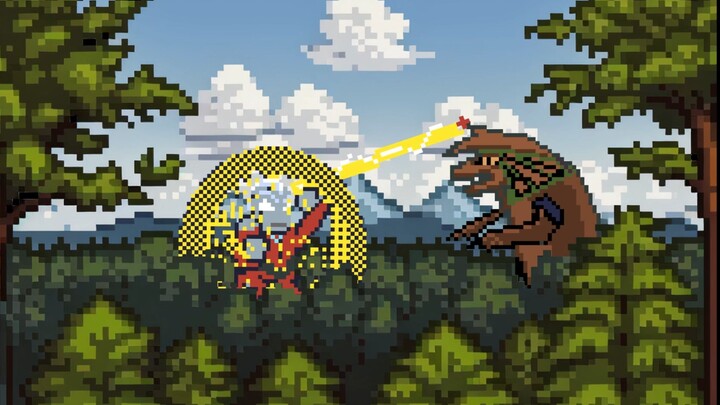 迪迦奥特曼战歌《苏醒的巨人》8bit版,像素小动画