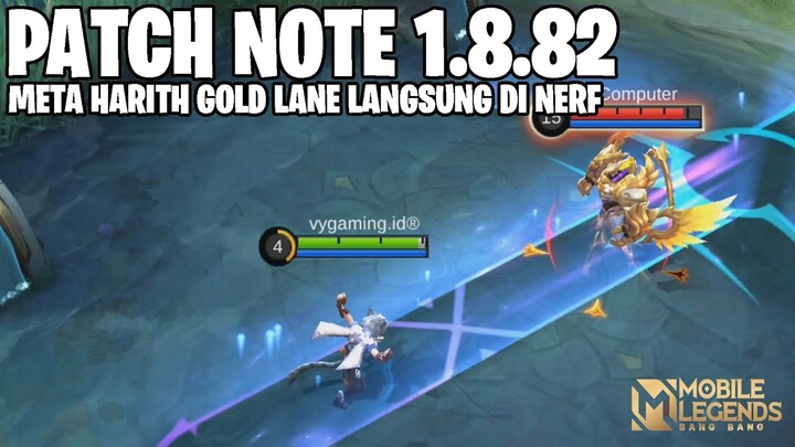 HARITH NERF, AULUS REVAMP, XAVIER BUFF, LUNOX NERF, BADANG BUFF, BARATS NERF - PATCH NOTE 1.8.82 ML