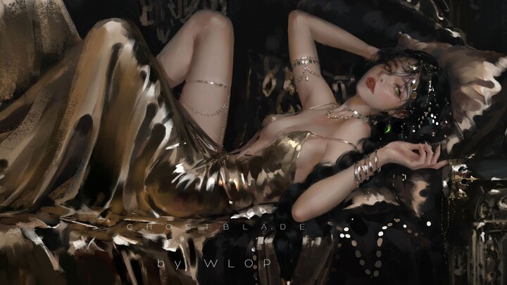 【กระบวนการลงสี WLOP】สีทอง【ดาบผี】【ลมหลิง】