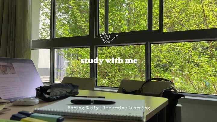 “วิดีโอสด 30 นาที” ห้องอ่านหนังสือฤดูใบไม้ผลิ 🌿 | เรียนพร้อมกัน | เสียงลมพัดใบไม้ | เสียงนกร้องเจี๊ย