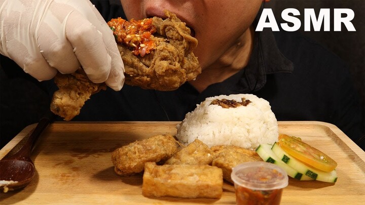 ASMR MAKAN NASI PAHA AYAM GEPREK PAKZO LEVEL 3 SAMBEL LUAT | FRIED CHICKEN WITH HOT SPICY CHILI