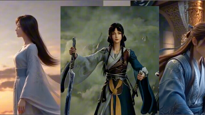 Li Yingning menghunus pedang di tangan kiri dan melingkarkan sabit di tangan kanan; pada akhirnya, d