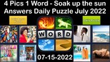 4 Pics 1 Word - Soak up the sun - 15 July 2022 - Answer Daily Puzzle + Bonus Puzzle