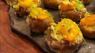 亲测好吃：非常精致的口蘑芝士烤虾，超高颜值 双倍鲜味~