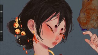 [Painting]Drawing a girl in Han Fu on Procreat