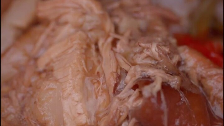 Going to the market with a big meat rice bowl