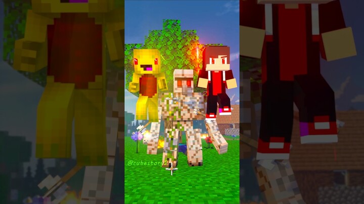 JJ and Mikey : Superhero ❤ Save the Iron Golem #shorts #minecraft