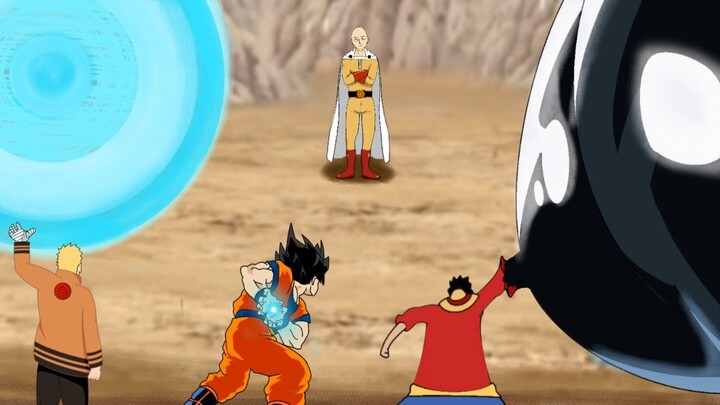 SAITAMA VS 3 LEGENDA!!! GOKU NARUTO & LUFFY