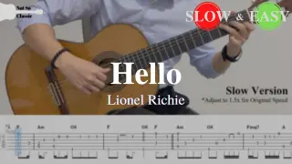 Hello - Lionel Richie | Fingerstyle Guitar TAB (+ Slow & Easy)