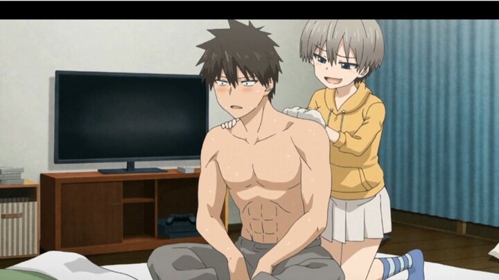 [Funny/4K] Junior Uzaki said: Take it off! I want a massage, Shinichi-senpai really enjoys it, Uzaki