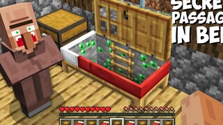 ทำไม VILLAGER ซ่อนเส้นทางลับบนเตียงด้วยไอเท็ม SUPER EMERALD ใน Minecraft ฐานลับ !