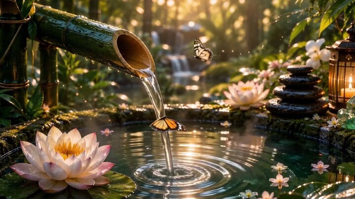 竹制流水禅意花园 🌿 自然水声｜冥想・SPA・深度放松
