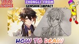 ZHONGLI FROM GENSHIN IMPACT - DRAWING ANIME - HOW TO DRAW WITH PENCIL