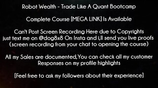 Robot Wealth Course Trade Like A Quant Bootcamp download