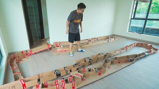 爆肝5天做出长18米跨越2层楼的四驱车赛道！爷青回