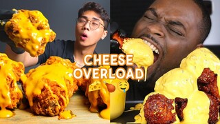 Mukbang fried chicken with OVERLOAD chesee 🍗🧀🤤