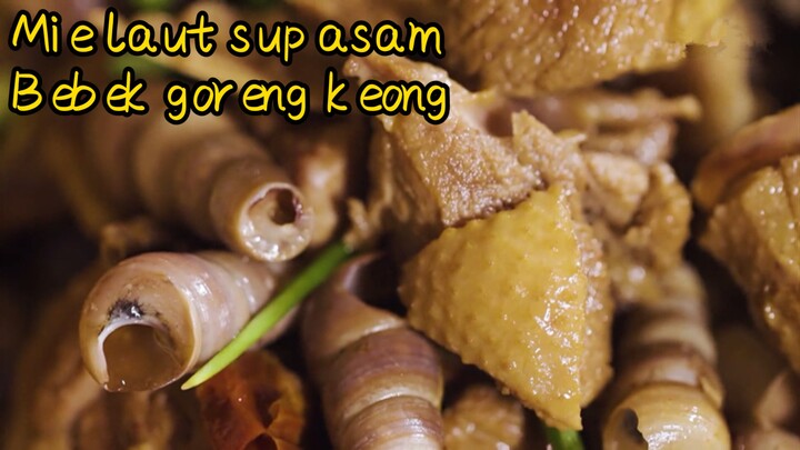 Mie laut sup asam+Bebek goreng keong