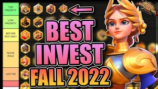 Legendary Investment Tier List [F2P & Low Spend -- Open Field] Rise of Kingdoms FALL 2022