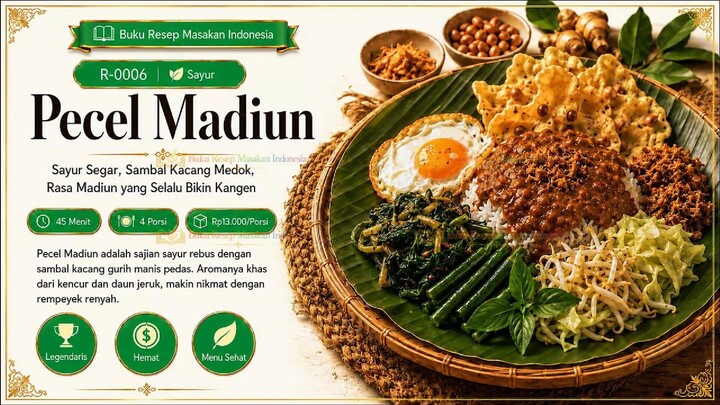 Resep Pecel Madiun, Sayur Segar dengan Sambal Kacang Medok Khas Jawa Timur