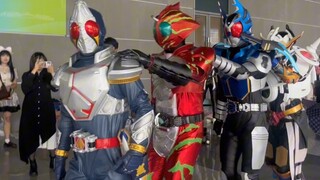 What is Kamen Rider doing at the comic convention?