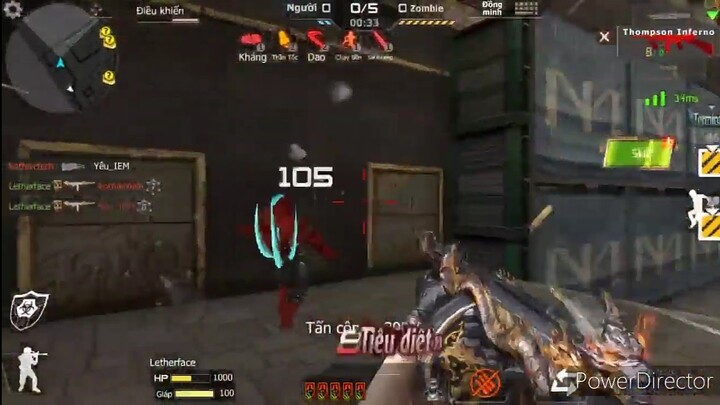 CF Legends | Vừa thủ vừa săn Zombie bằng Thompson Vip Inferno Dragon | Zombie V4 Hoàng lăng.