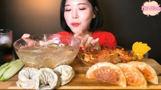 Kimchi củ cải, miến lạnh, sủi cảo kim chi, sủi cảo thịt 4 #amthuc