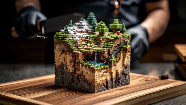 Cut some miniature ecological blocks ASMR