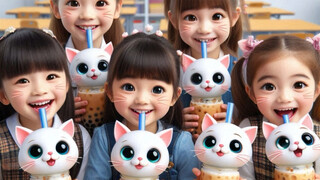 Teh Susu Bobo Teh susu kucing diminum oleh tikus, dan gadis kecil itu menangis sedih🥺