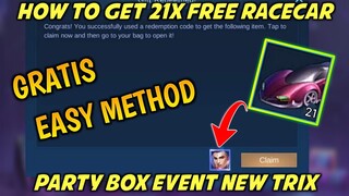 HOW TO GET 21X RACECAR TOKENS FREE IN PARTY BOX EVENT - MLBB