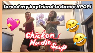 Forced my Boyfriend to Dance KPOP (BTS) by BTS ARMY GF ! Chicken Noodle Soup Dance Cover Philippines