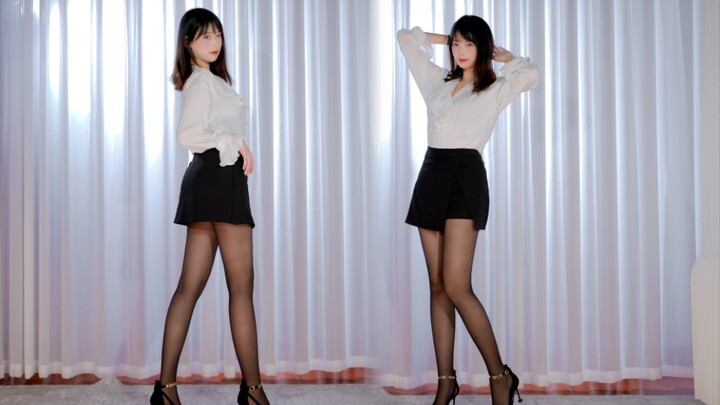 [Migu♡] AOA-Short skirt | Black silk long legs 9cm high heels challenge