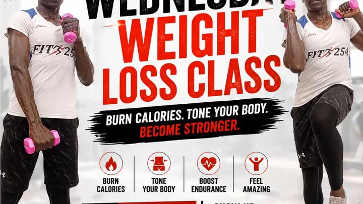 Weight loss fitness class. Moderate intensity dumbbell workout