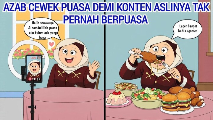 AZAB CEWEK PUASA DEMI KONTEN ASLINYA TAK PERNAH BERPUASA  ANIMASI AZAB