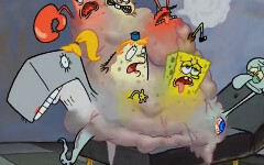 Spongebob and Squidward merge, and Patrick becomes a genius.