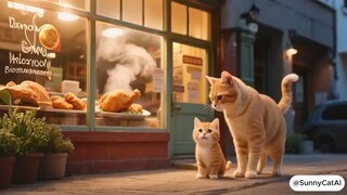 Mama Cat Secretly Works to Buy Fried Chicken for Her Kitten  A Story of Quiet Sa