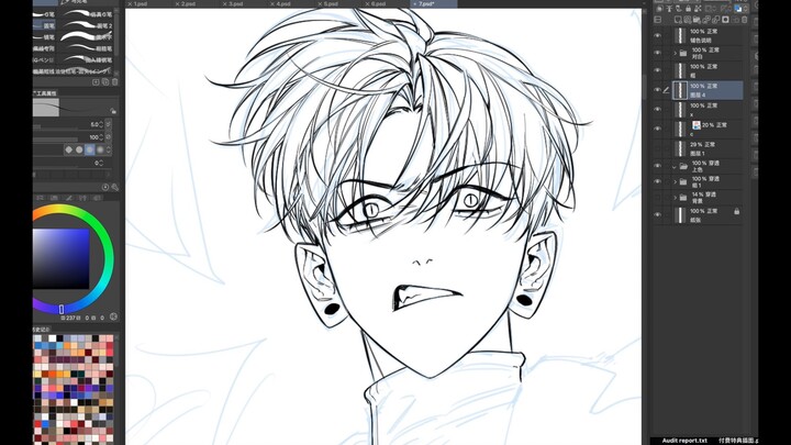 عملية رسم الخطوط في المانغا