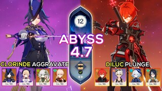 C0 Clorinde Aggravate & C4 Diluc Plunge - Spiral Abyss 4.7 - Genshin Impact