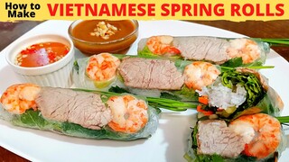 VIETNAMESE FRESH SPRING ROLLS | GOI CUON | Summer Rolls | With Peanut and Fish Sauce Dips